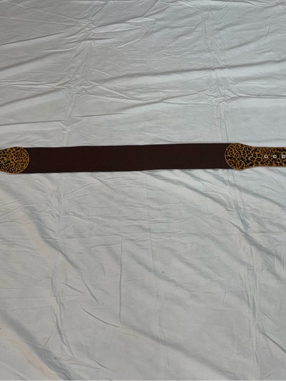 Wide Elastic Stretch Waist Belt Brown Leopard Print Buckle Cinch Dress Belt L 34
